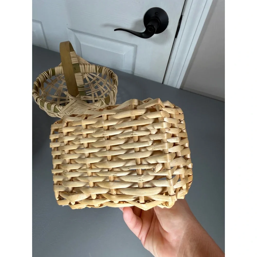 Wicker Basket Set Heart Shaped Round Rectangular Farmhouse Decor Lot 3